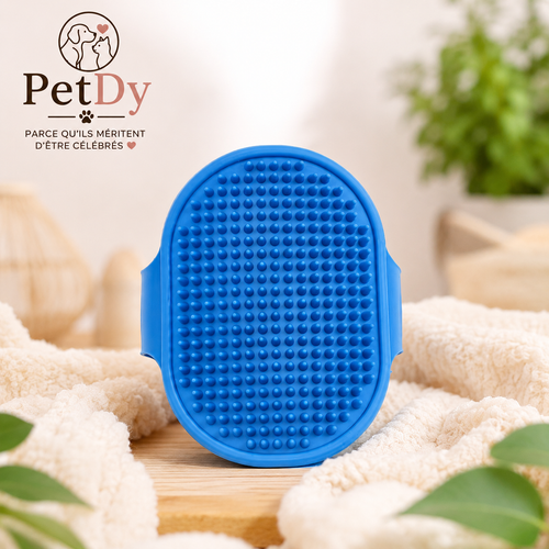 Brosse de Toilettage en Silicone pour Chien et Chat | Brosse de Bain Massante | Élimine les Poils et Nettoie en Douceur