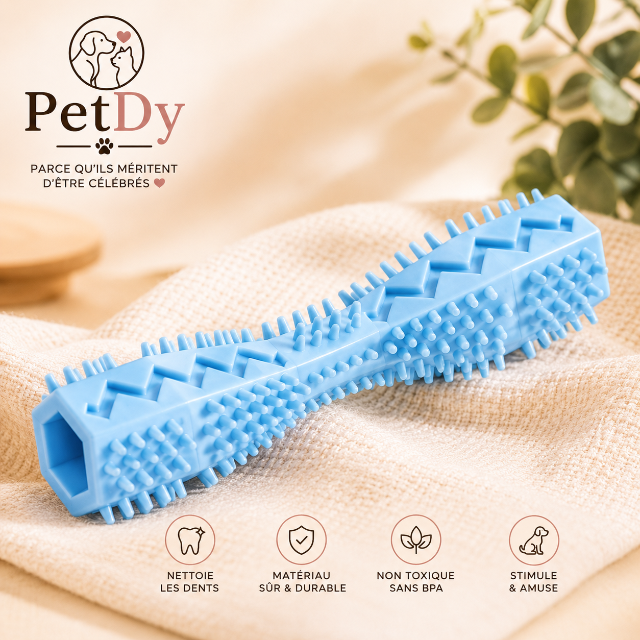 Bâton de Mastication Dentaire pour Chien | Jouet à Mâcher en Caoutchouc | Nettoyage des Dents et Distribution de Friandises