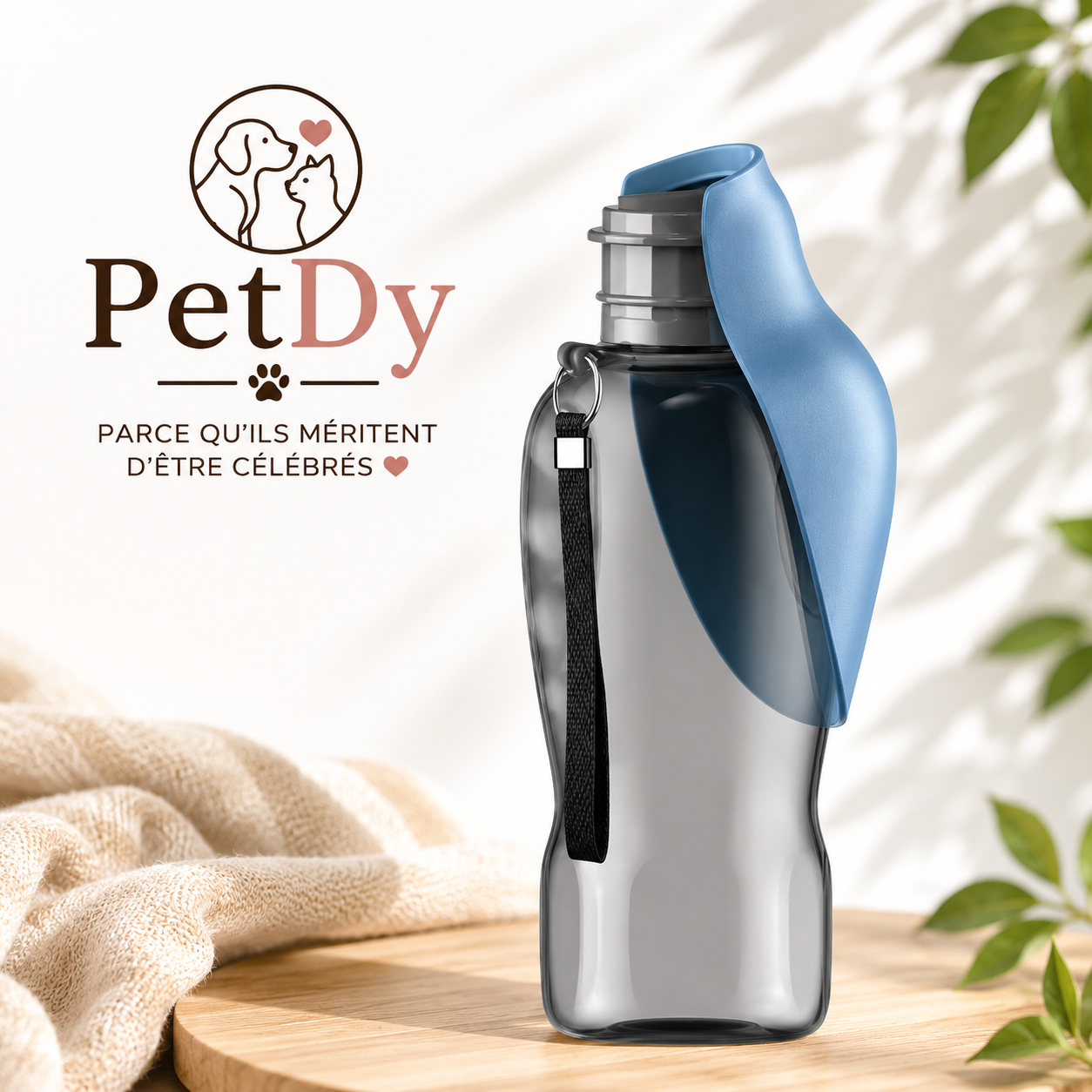 Gourde d’Eau Portable pour Chien | Bouteille de Voyage avec Abreuvoir Intégré | Distributeur d’Eau Anti-Gaspillage