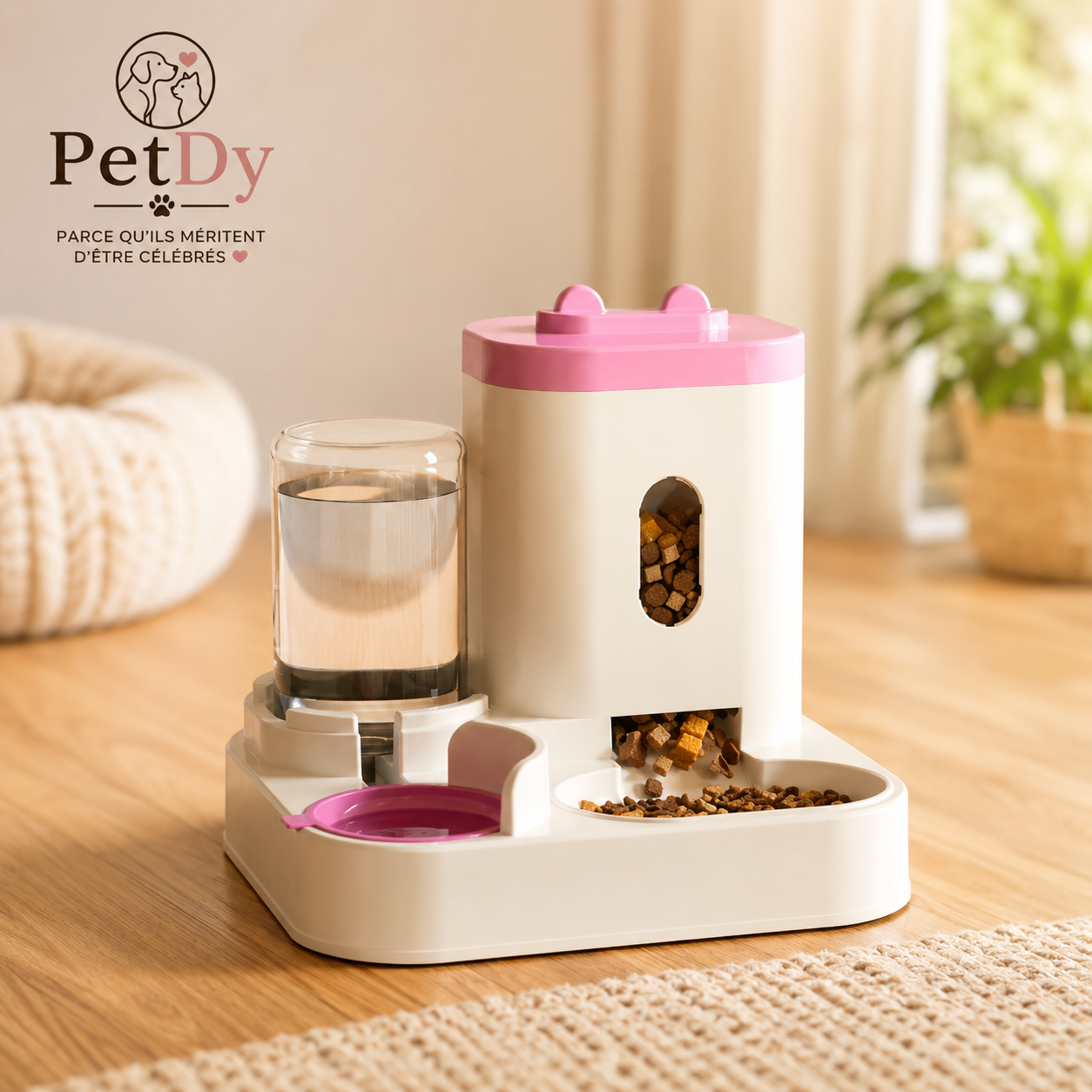 Distributeur Automatique de Croquettes et Fontaine à Eau pour Chat et Chien | Gamelle Double Alimentation Animaux