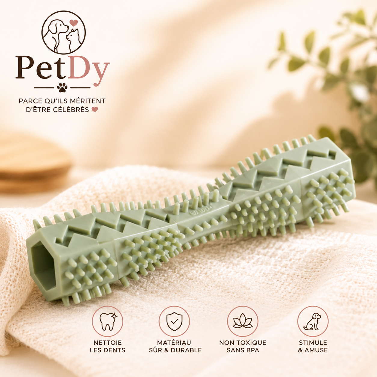 Bâton de Mastication Dentaire pour Chien | Jouet à Mâcher en Caoutchouc | Nettoyage des Dents et Distribution de Friandises