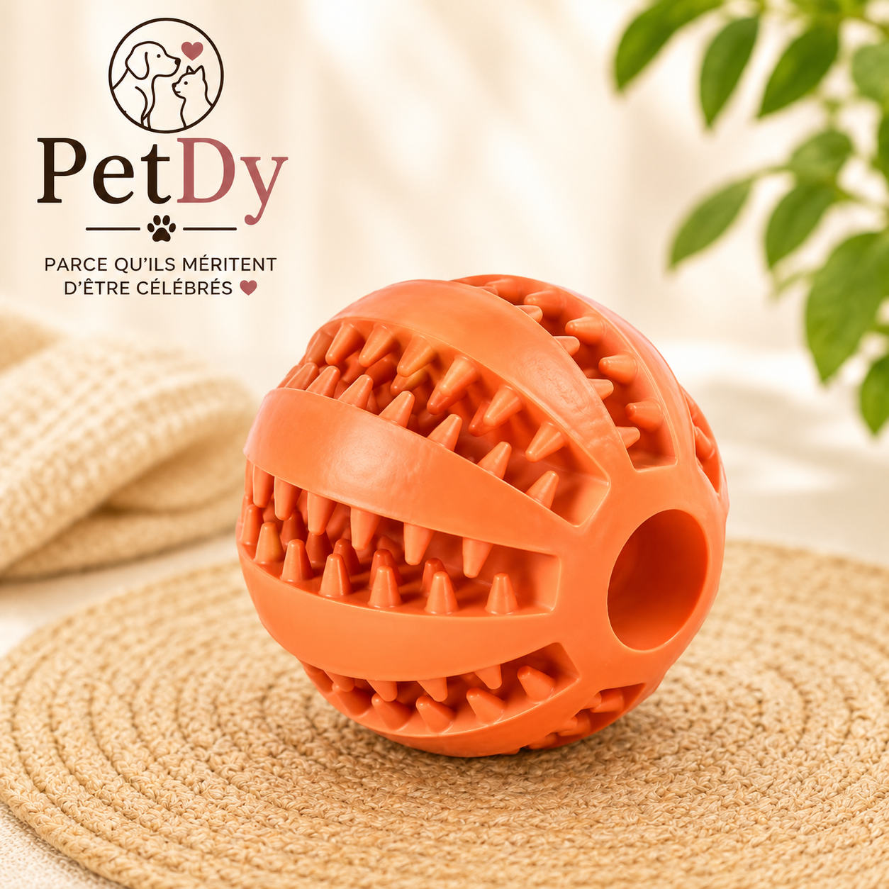 Balle de Nettoyage Dentaire pour Chien | Jouet à Mâcher Interactif | Balle d’Occupation avec Distribution de Friandises