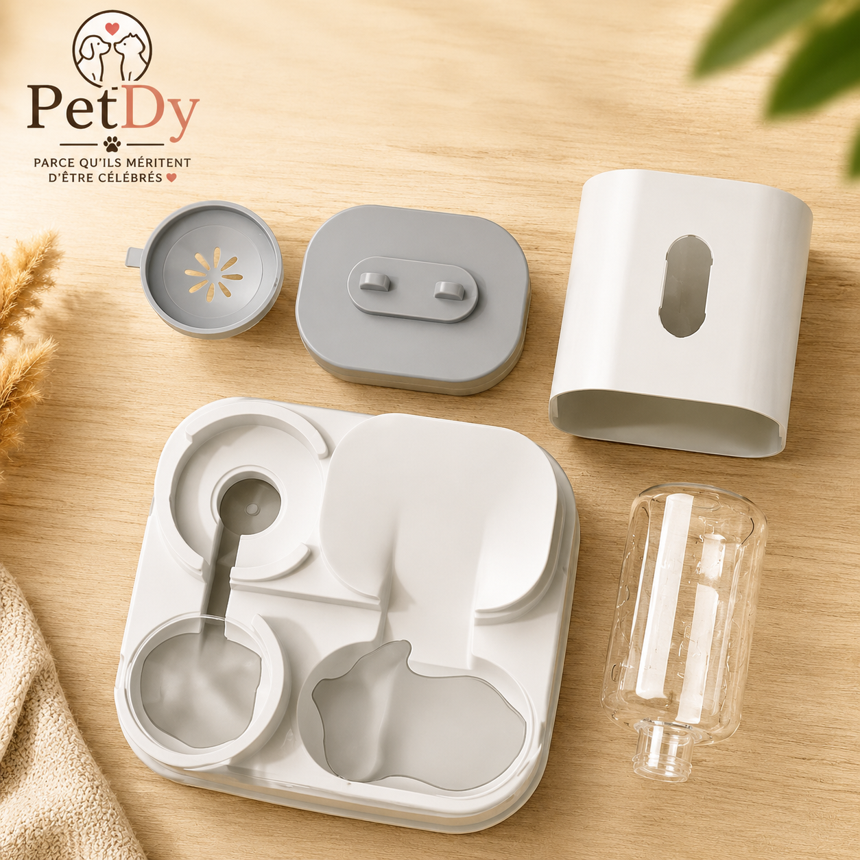 Distributeur Automatique de Croquettes et Fontaine à Eau pour Chat et Chien | Gamelle Double Alimentation Animaux