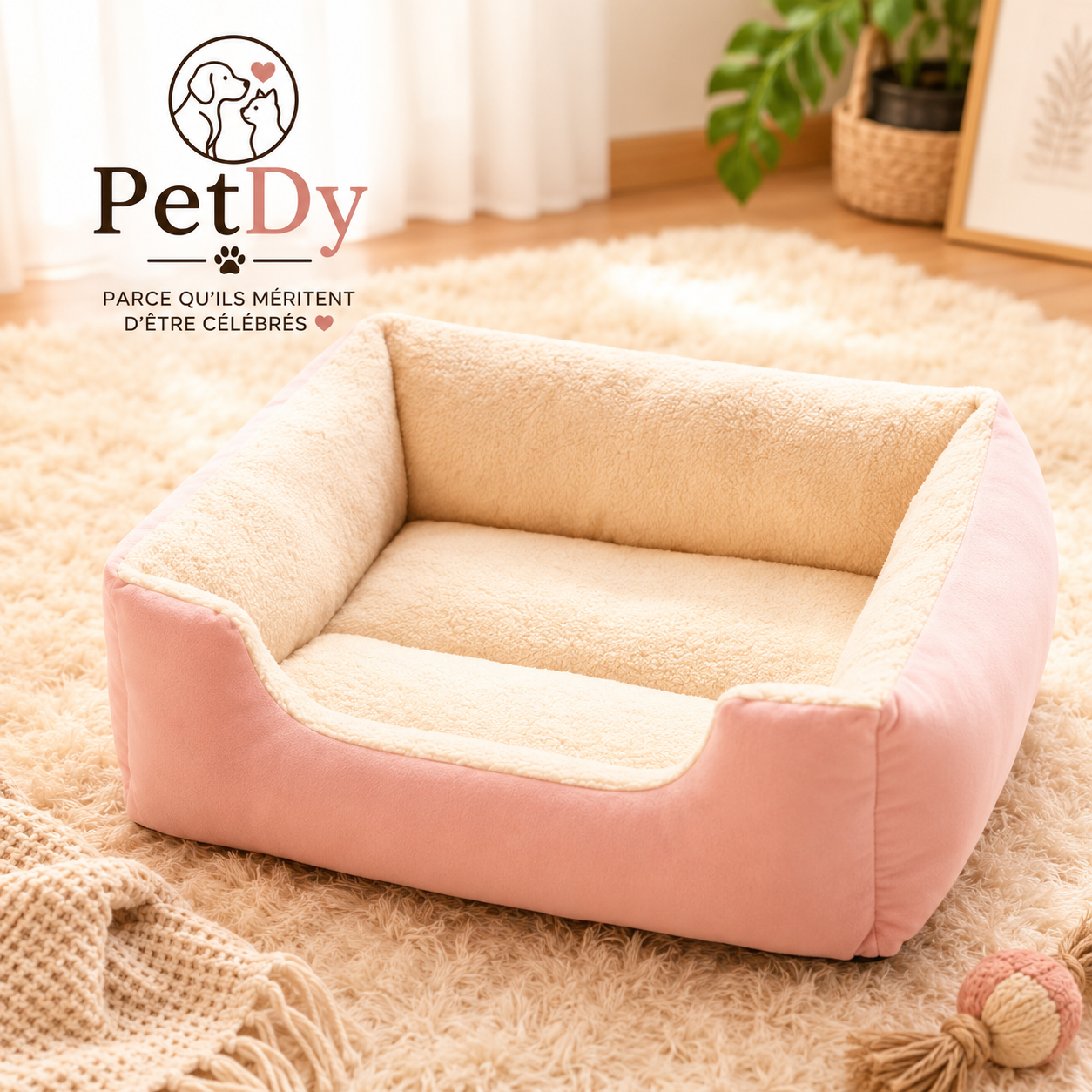 Panier Chien et Chat Ultra Douillet | Lit Moelleux pour Animaux | Couchage Confortable Lavable pour Petit Animal