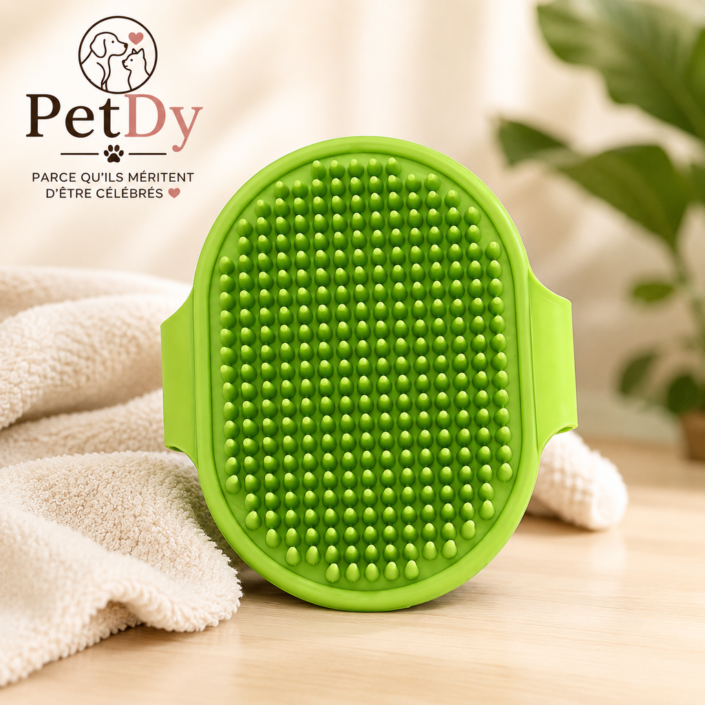 Brosse de Toilettage en Silicone pour Chien et Chat | Brosse de Bain Massante | Élimine les Poils et Nettoie en Douceur