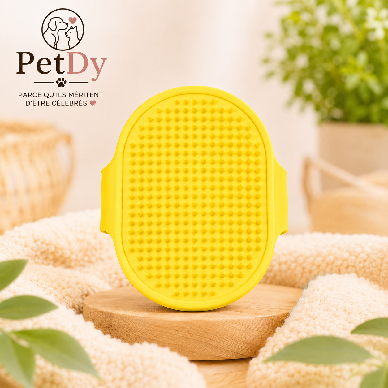 Brosse de Toilettage en Silicone pour Chien et Chat | Brosse de Bain Massante | Élimine les Poils et Nettoie en Douceur