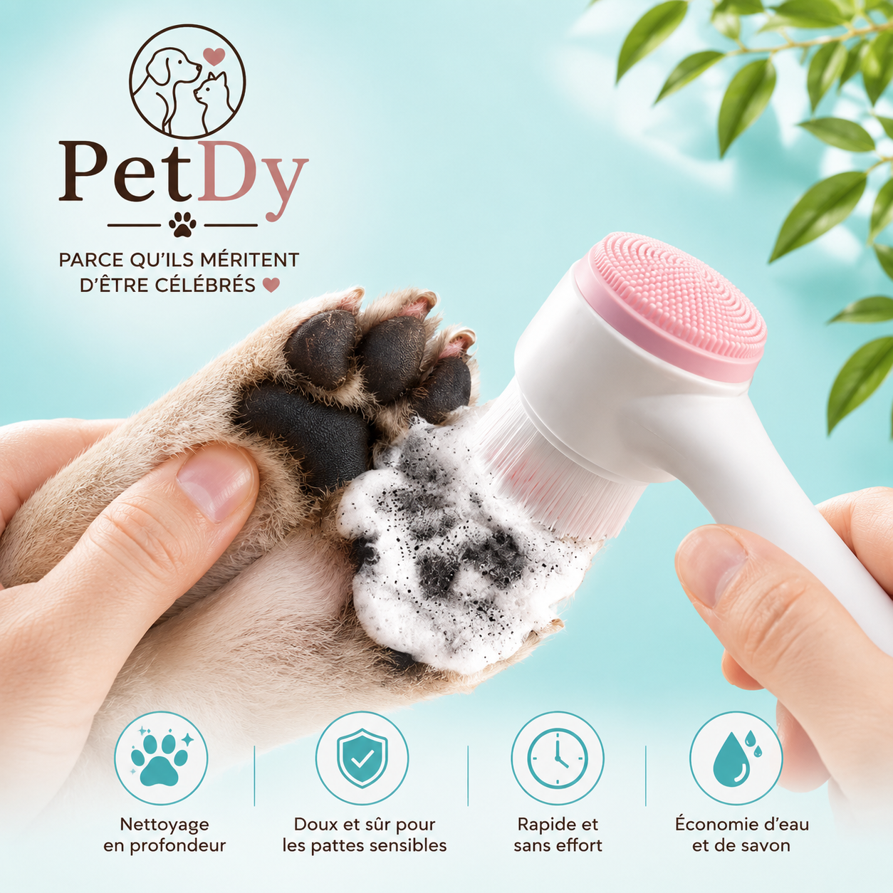 Nettoyeur de Pattes pour Chien et Chat | Brosse de Nettoyage Douce | Nettoyage Rapide des Pattes après Promenade