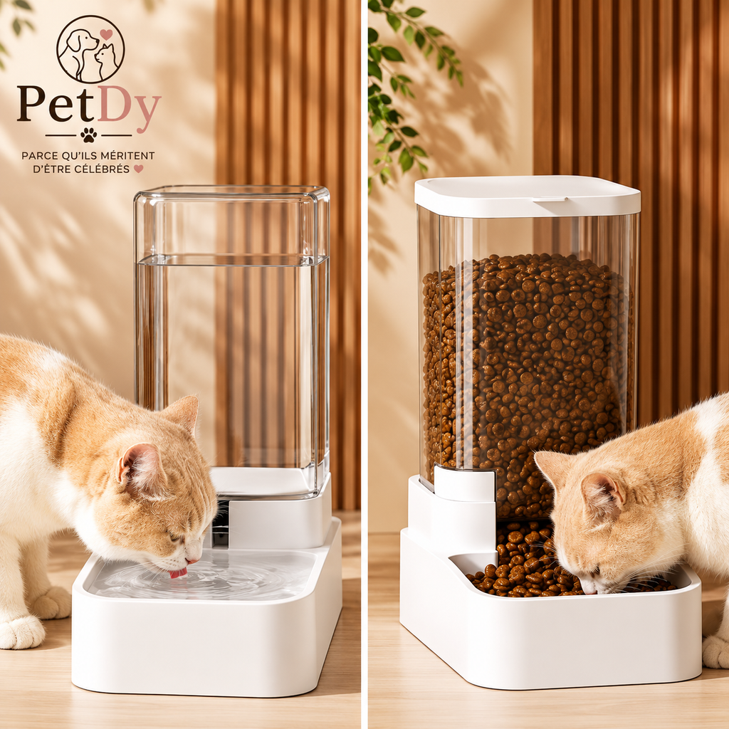 Distributeur Automatique de Croquettes et Eau pour Chat et Chien | Réservoir Alimentaire et Abreuvoir Grande Capacité