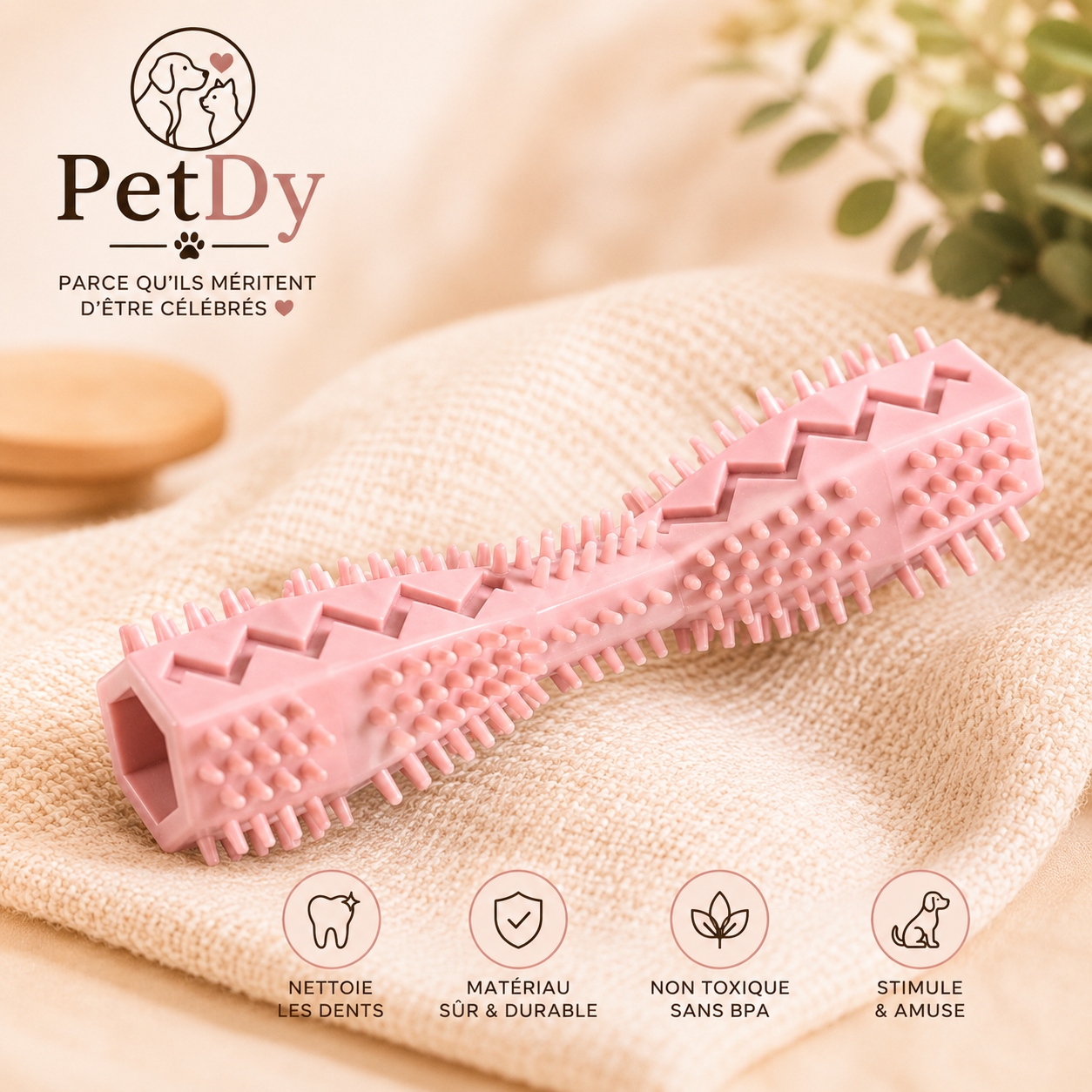 Bâton de Mastication Dentaire pour Chien | Jouet à Mâcher en Caoutchouc | Nettoyage des Dents et Distribution de Friandises