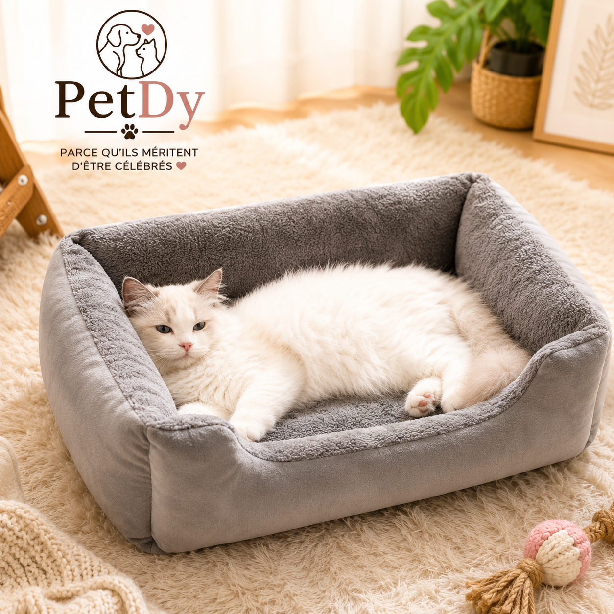Panier Chien et Chat Ultra Douillet | Lit Moelleux pour Animaux | Couchage Confortable Lavable pour Petit Animal