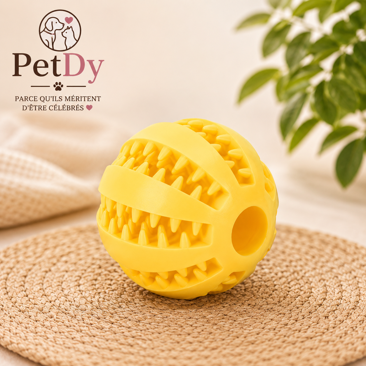 Balle de Nettoyage Dentaire pour Chien | Jouet à Mâcher Interactif | Balle d’Occupation avec Distribution de Friandises
